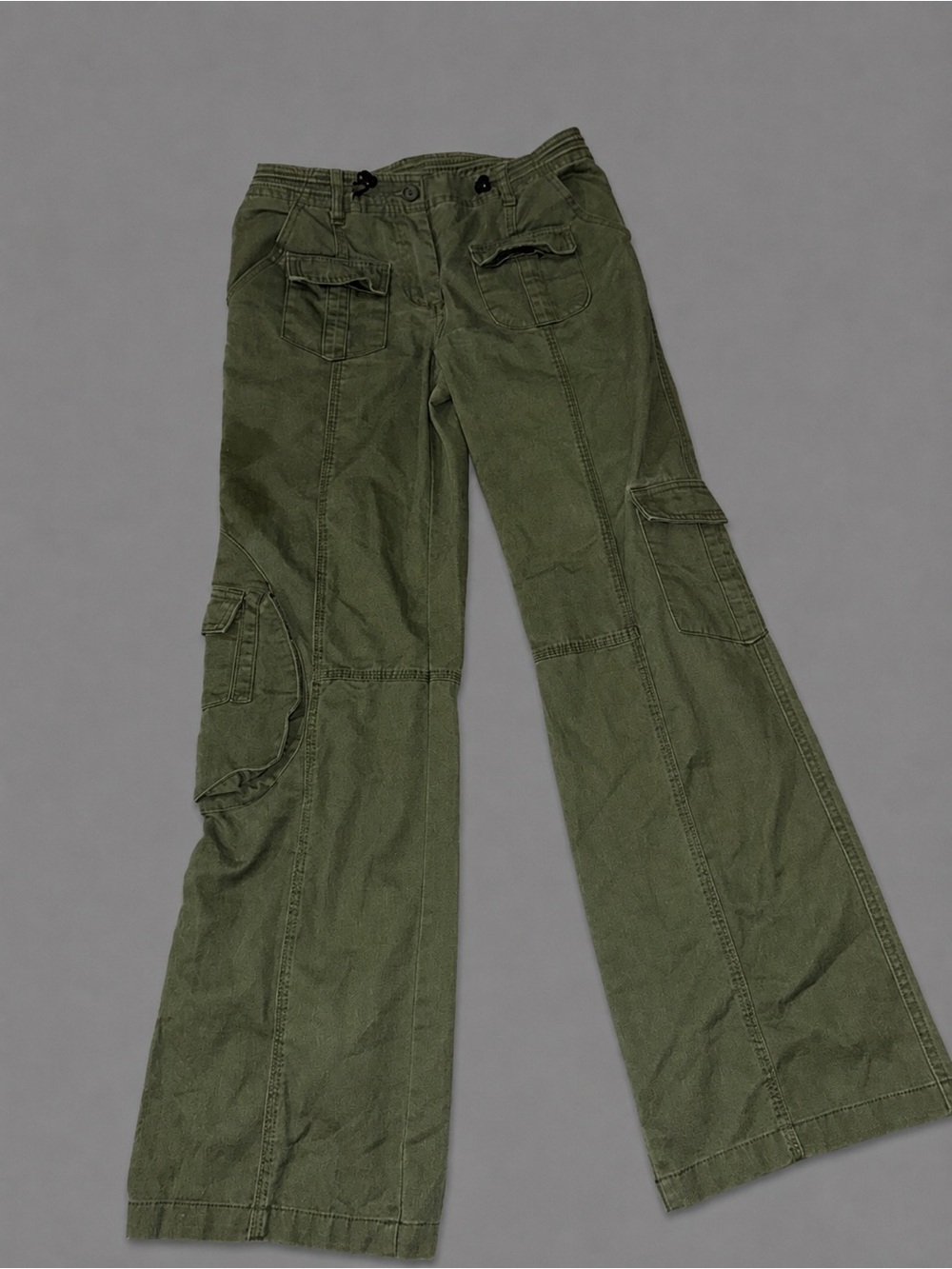 Brandy Melville Olive Green Cargo Pants Women’s Wide Leg Utility 28” Waist